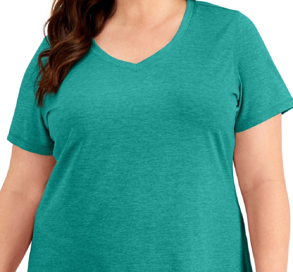 Camiseta feminina ID Ideology Rapidry com decote em V e performance, verde, tamanho 2X