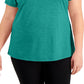 Camiseta feminina ID Ideology Rapidry com decote em V e performance, verde, tamanho 2X