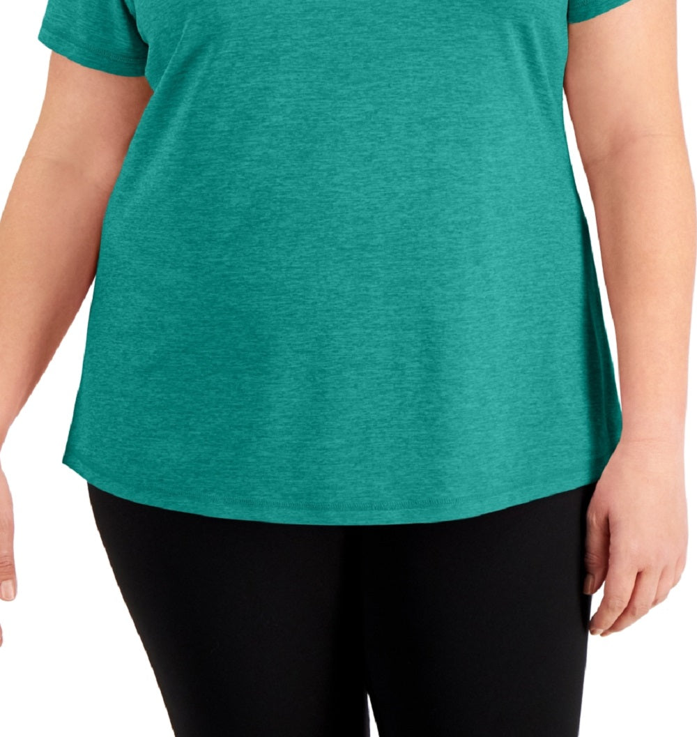 Camiseta feminina ID Ideology Rapidry com decote em V e performance, verde, tamanho 2X