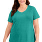 Camiseta feminina ID Ideology Rapidry com decote em V, verde, tamanho 3X