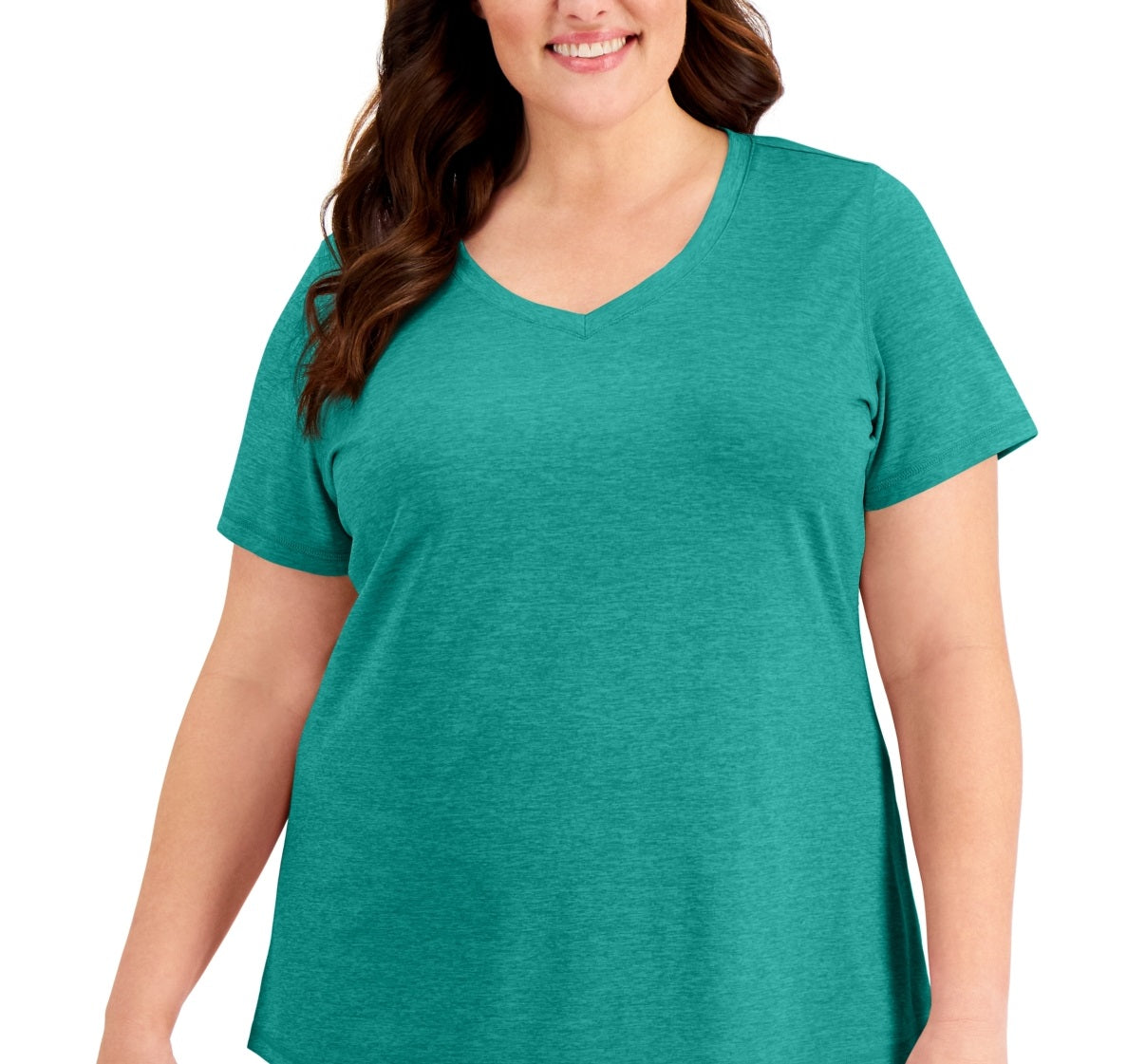 Camiseta feminina ID Ideology Rapidry com decote em V, verde, tamanho 3X