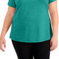 Camiseta feminina ID Ideology Rapidry com decote em V, verde, tamanho 3X