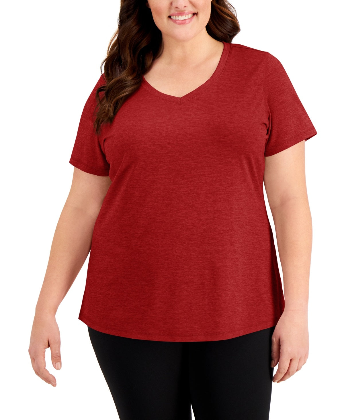 Camiseta feminina ID Ideology Essentials Rapidry mesclada vermelha tamanho 1X