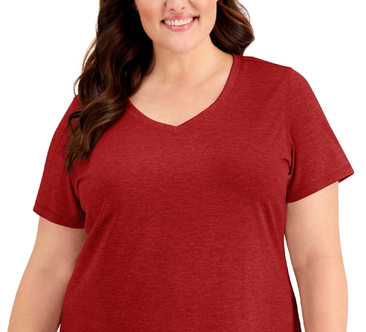 Camiseta feminina ID Ideology Essentials Rapidry mesclada vermelha tamanho 1X