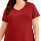 Camiseta feminina ID Ideology Rapidry com decote em V, vermelha, tamanho 3X