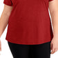 Camiseta feminina ID Ideology Rapidry com decote em V, vermelha, tamanho 3X