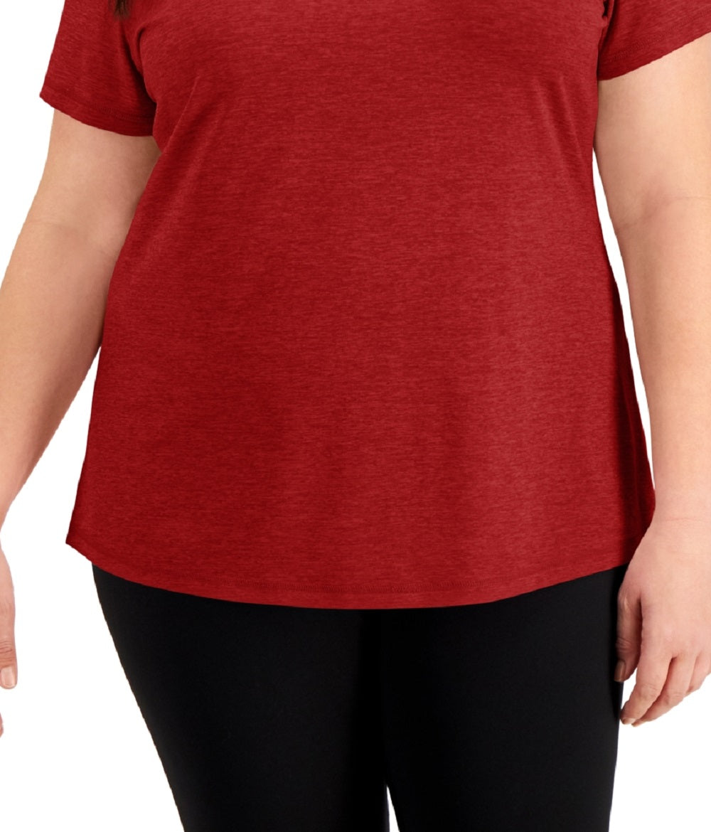 Camiseta feminina ID Ideology Rapidry com decote em V, vermelha, tamanho 3X