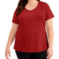 Camiseta feminina ID Ideology Rapidry com decote em V, vermelha, tamanho 3X