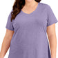 Camiseta feminina ID Ideology Rapidry com decote em V e manga curta, roxa, tamanho 2X