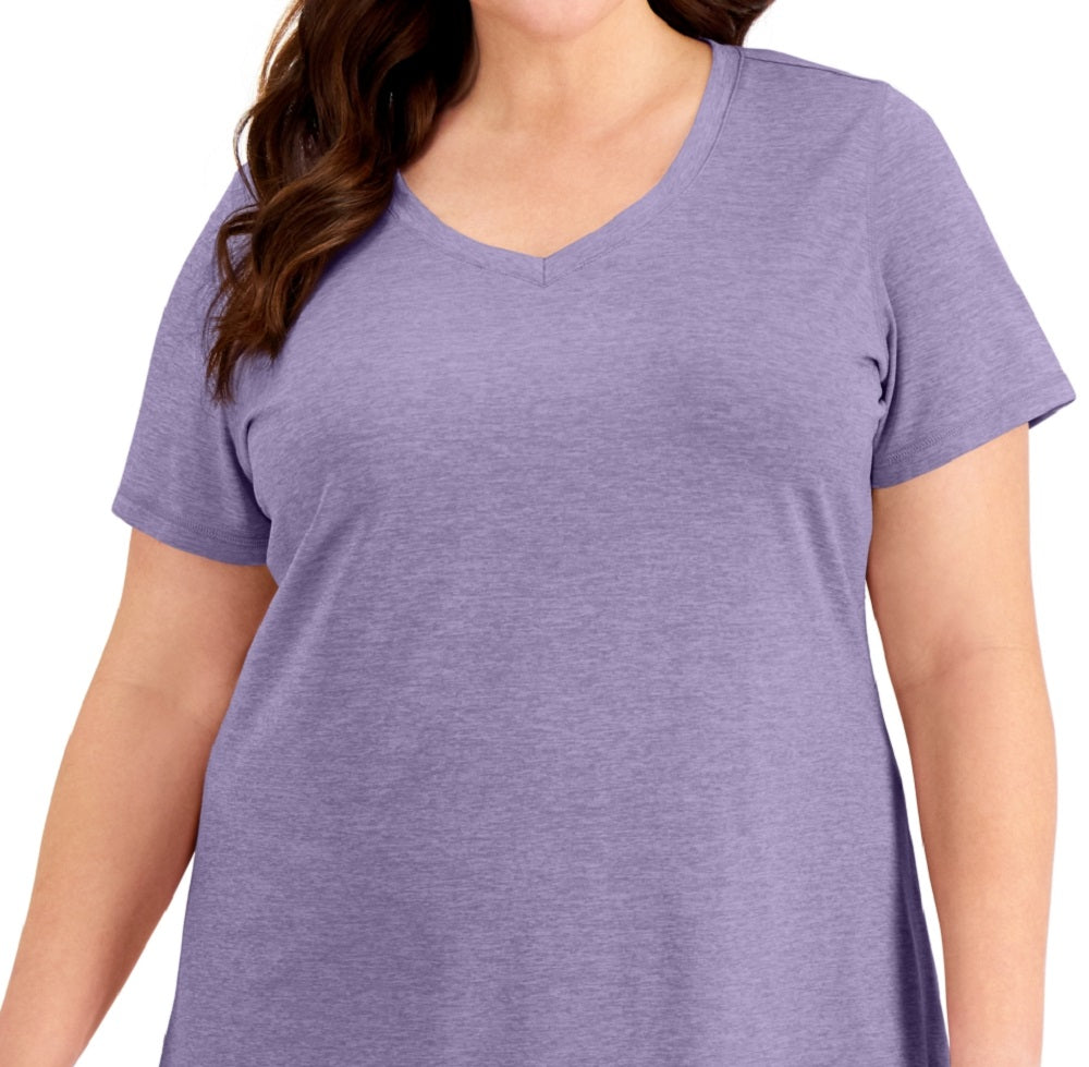 Camiseta feminina ID Ideology Rapidry com decote em V e manga curta, roxa, tamanho 2X