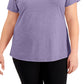 Camiseta feminina ID Ideology Rapidry com decote em V e manga curta, roxa, tamanho 2X