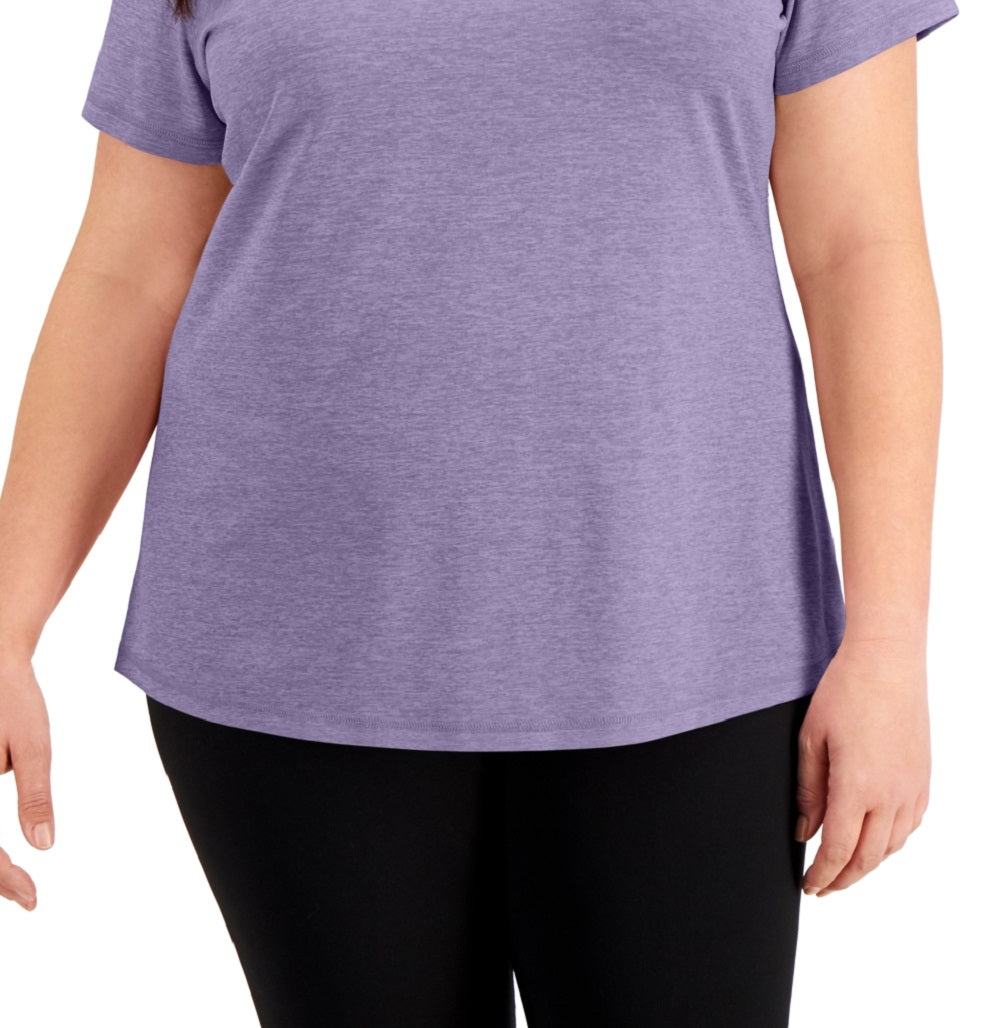 Camiseta feminina ID Ideology Rapidry com decote em V e manga curta, roxa, tamanho 2X