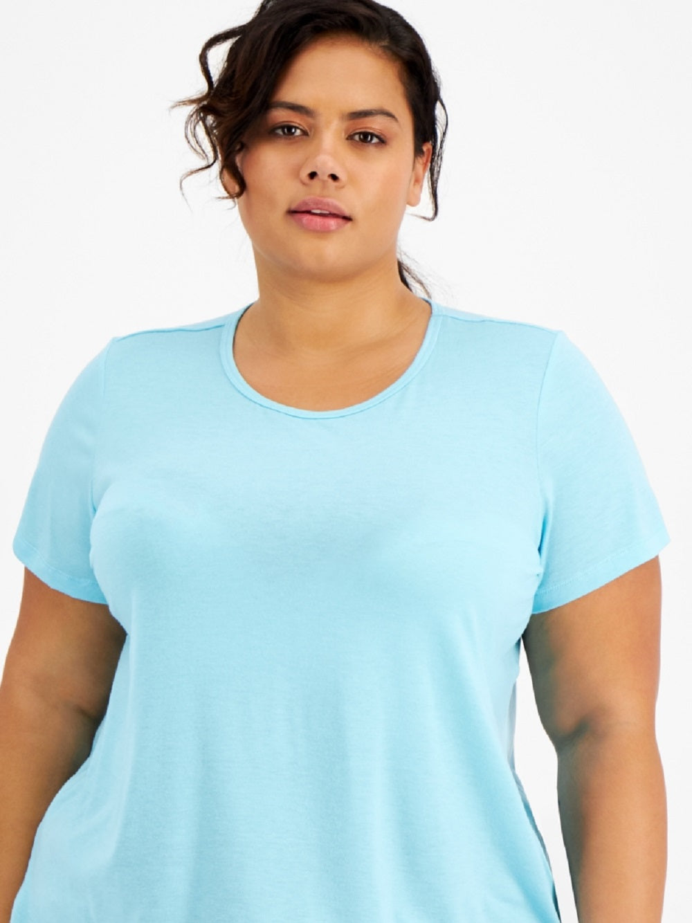 Camiseta feminina ID Ideology com costas em malha, azul, tamanho 4X