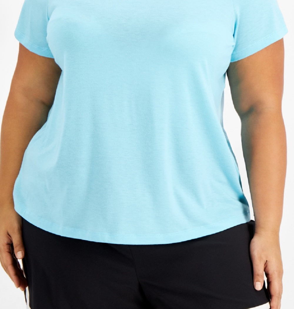 Camiseta feminina ID Ideology com costas em malha, azul, tamanho 4X
