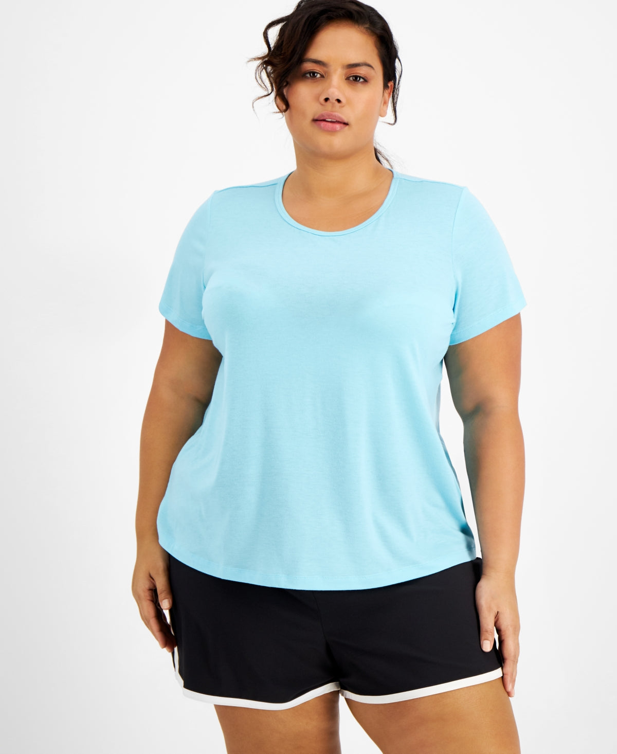 Camiseta feminina ID Ideology com costas em malha, azul, tamanho 4X