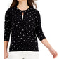 Karen Scott Cardigan Feminino Petite Simple Dot Preto Tamanho Petite P