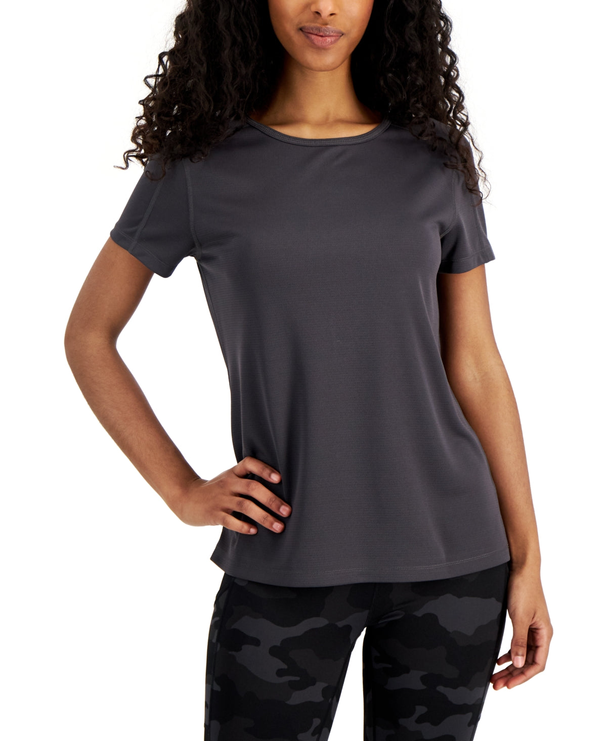Camiseta feminina de malha ID Ideology, cinza, tamanho X-S