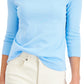 Charter Club Blusa feminina de algodão Pima com gola canoa, azul, tamanho médio