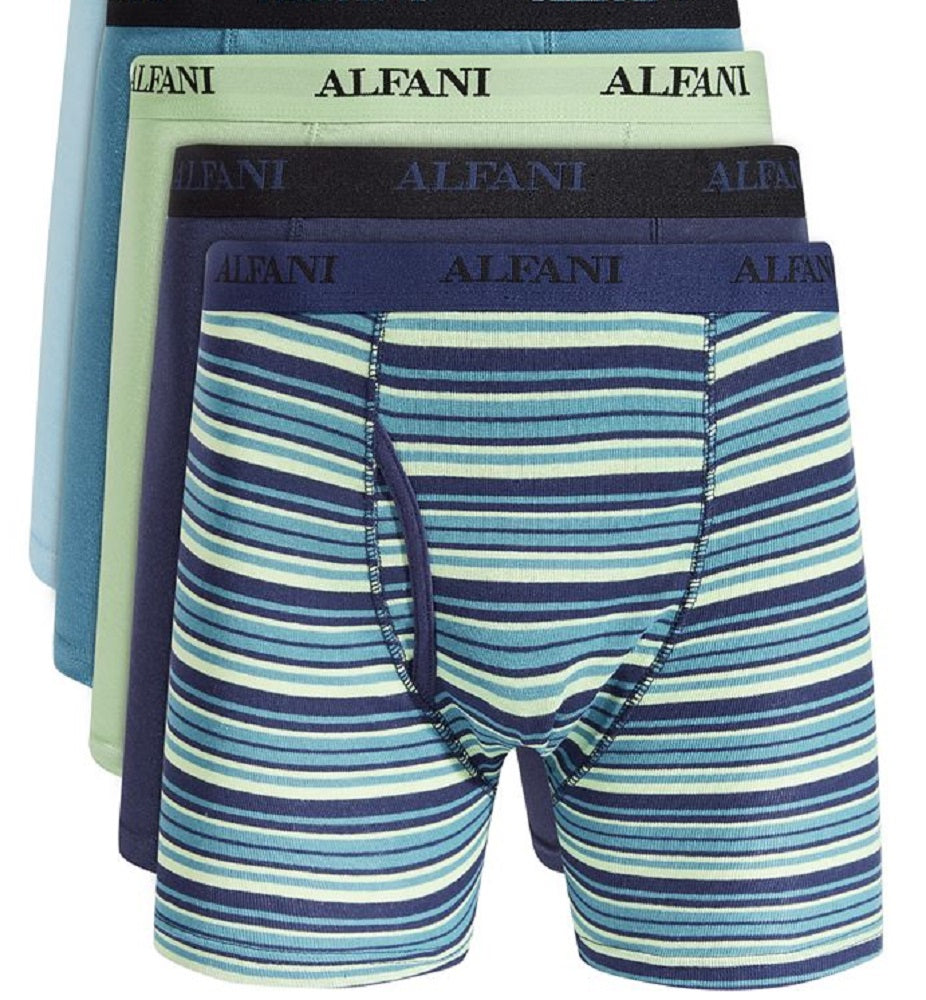 Cuecas boxer masculinas Alfani, pacote com 5, listradas e lisas, azul, tamanho grande