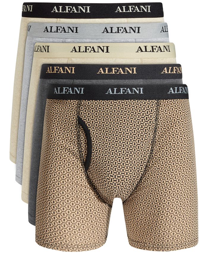 Cuecas boxer Alfani masculinas, pacote com 5 peças, azulejadas e lisas, tamanho pequeno, marrom