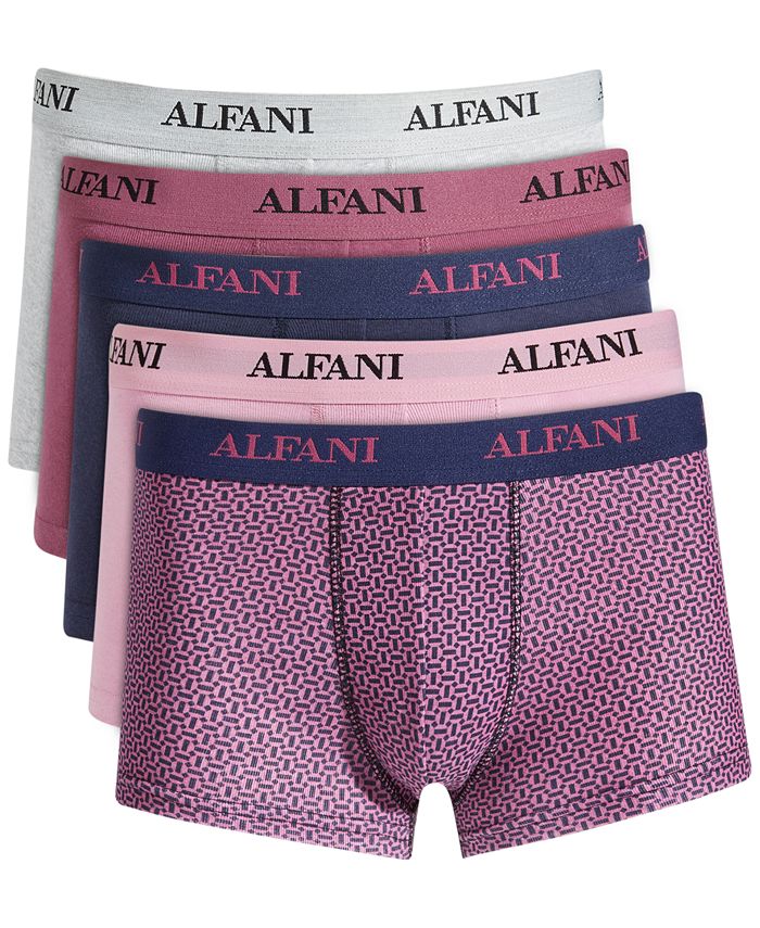 Alfani Masculino - Pacote com 5 Calções de Banho Sólidos e Geo-Estampados Roxo Tamanho Médio