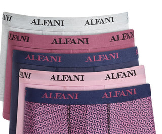 Alfani Masculino Pacote com 5 Calções de Banho Sólidos e Estampados Geométricos Roxo Tamanho Grande