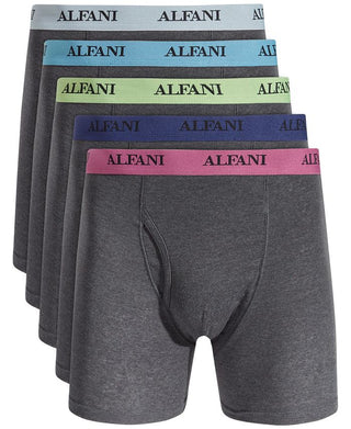 Cuecas boxer masculinas Alfani com cós contrastante, cinza, tamanho pequeno, 5 unidades