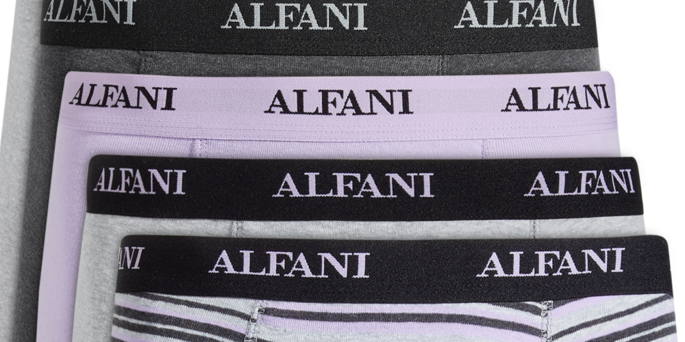 Cuecas boxer masculinas Alfani, pacote com 5, listradas e lisas, cinza, tamanho pequeno