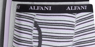 Cuecas boxer masculinas Alfani, pacote com 5, listradas e lisas, cinza, tamanho pequeno