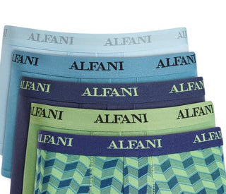 Alfani Masculino Pacote com 5 Cuecas Chevron e Sólidas Verde Tamanho Grande