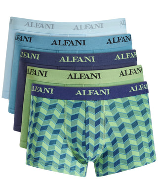 Alfani Masculino Pacote com 5 Cuecas Chevron e Sólidas Verde Tamanho Grande
