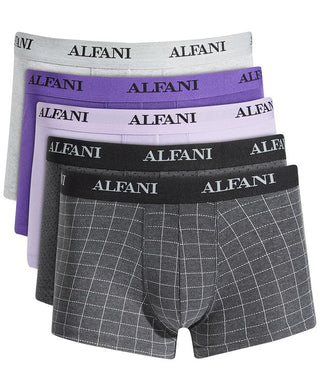 Pacote com 5 shorts masculinos Alfani estampados e lisos, cinza, tamanho pequeno