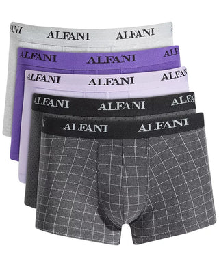 Pacote com 5 shorts masculinos Alfani estampados e lisos, cinza, tamanho médio