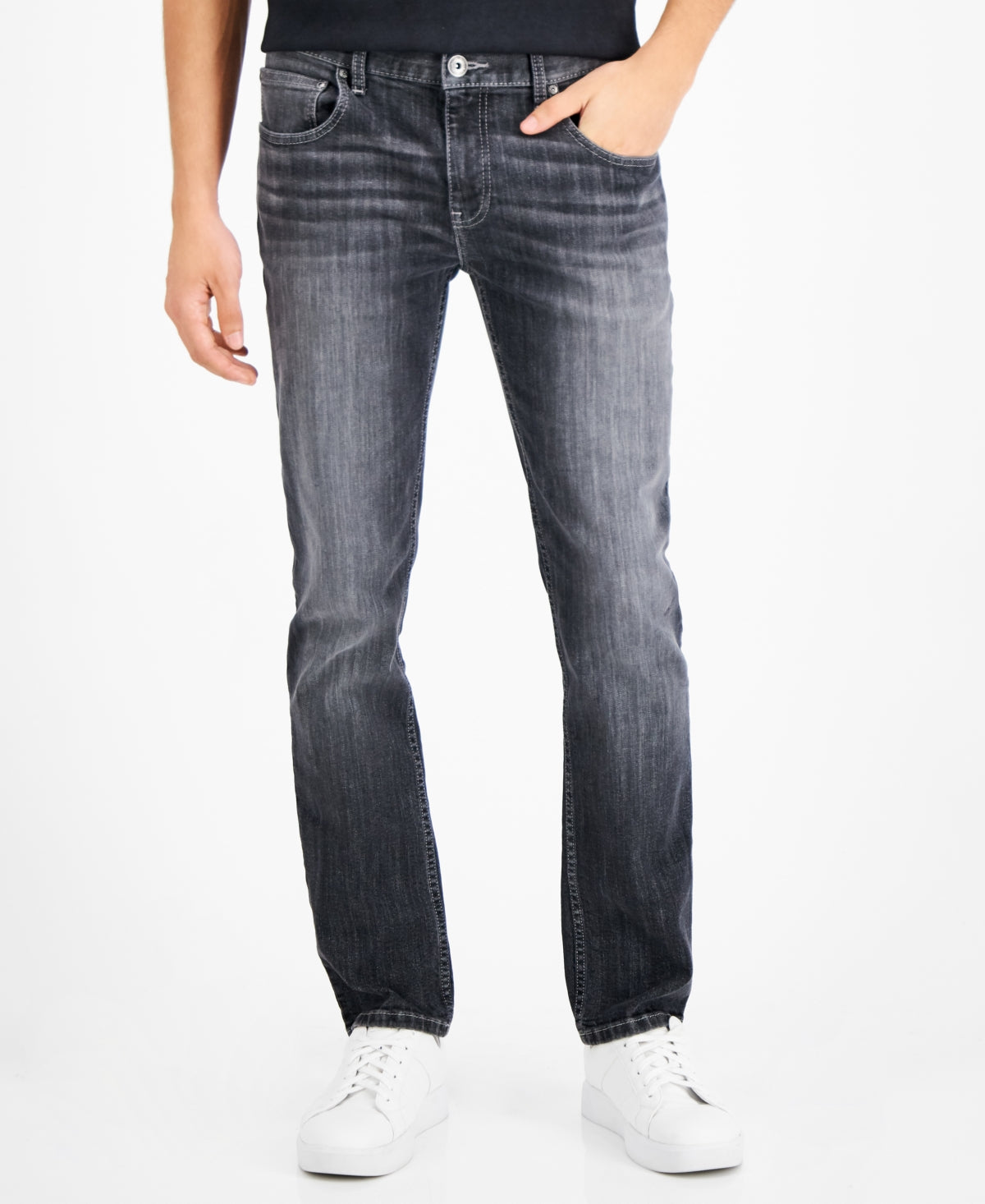 Calça jeans masculina Tam Slim Straight Fit da INC International Concepts, preta, tamanho 36X30