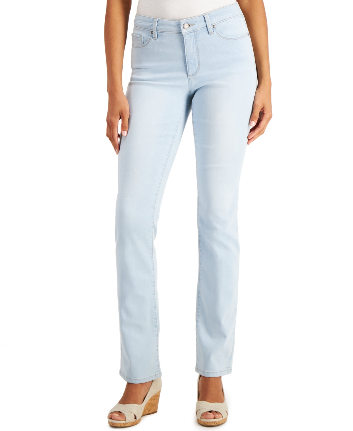 Calça jeans feminina Charter Club Lexington reta azul tamanho 12 pequena