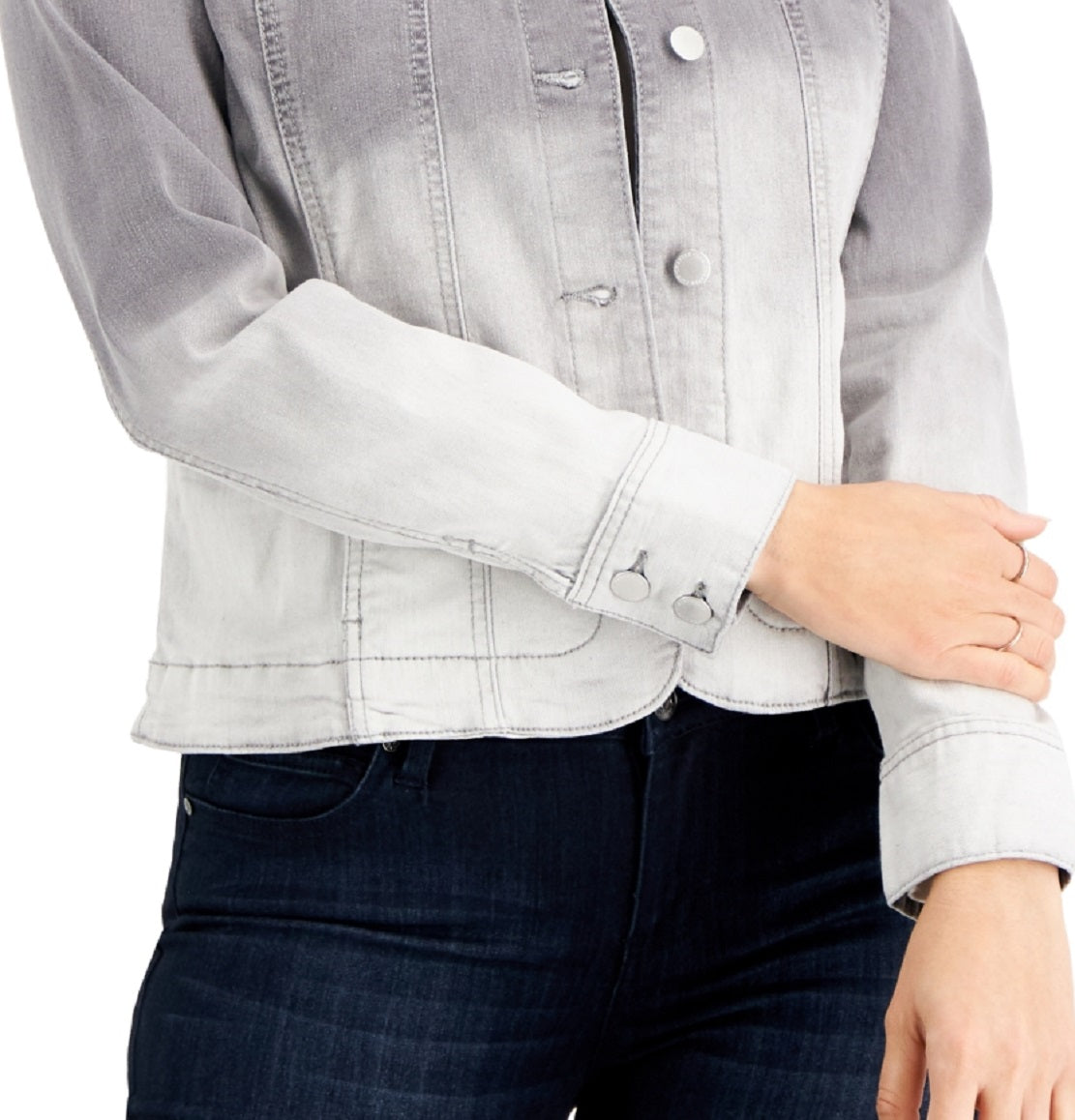 Jaqueta jeans feminina Charter Club Ombre cinza tamanho pequeno grande