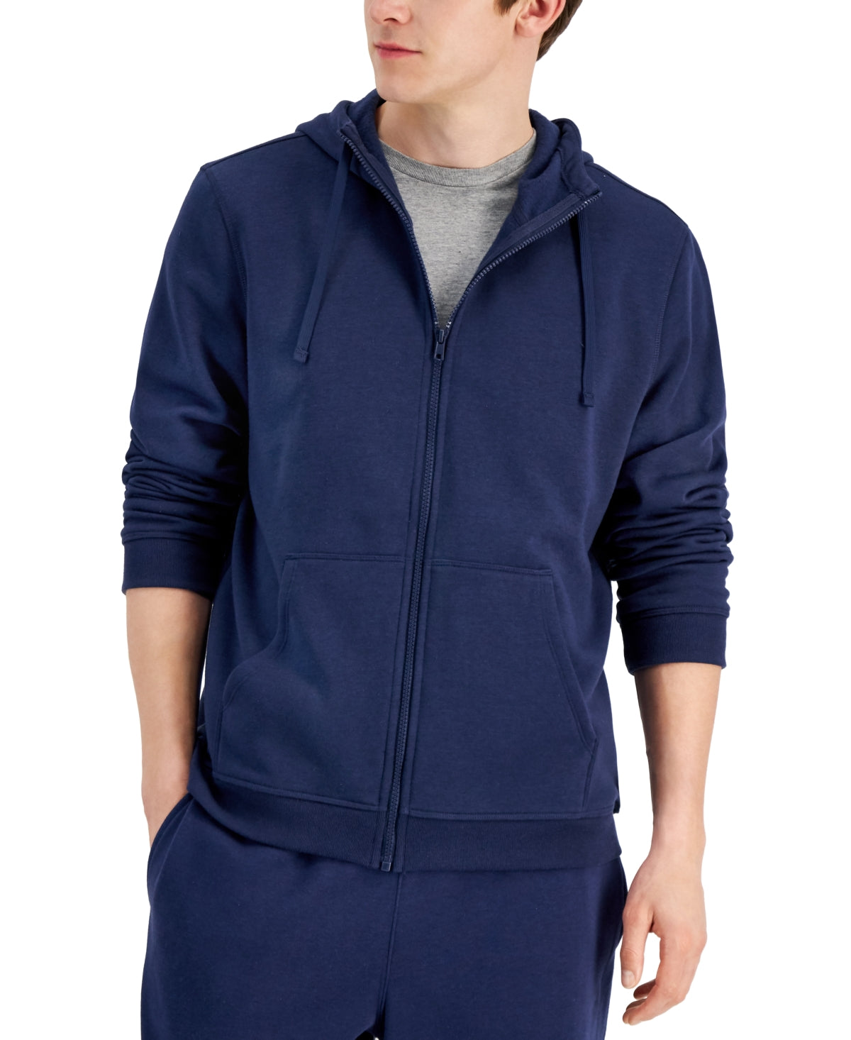ID Ideology Moletom com capuz masculino regular fit sólido com zíper completo azul tamanho XXX-G