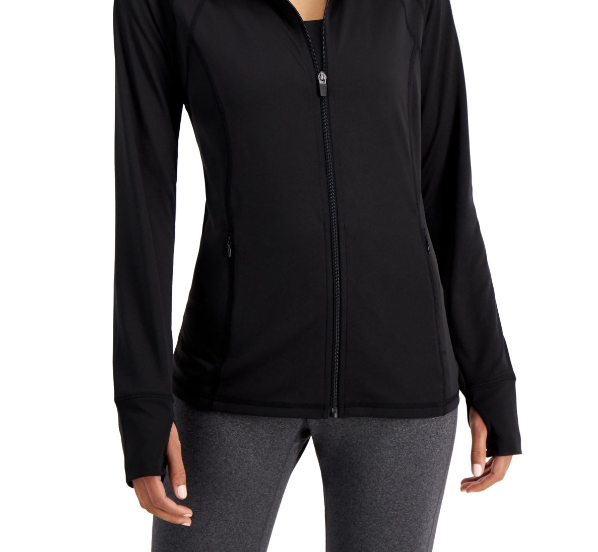 Jaqueta ID Ideology Essentials Performance com zíper feminina, preta, tamanho X-S