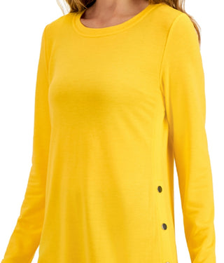 Túnica feminina ID Ideology com botões laterais, amarela, tamanho XX-G