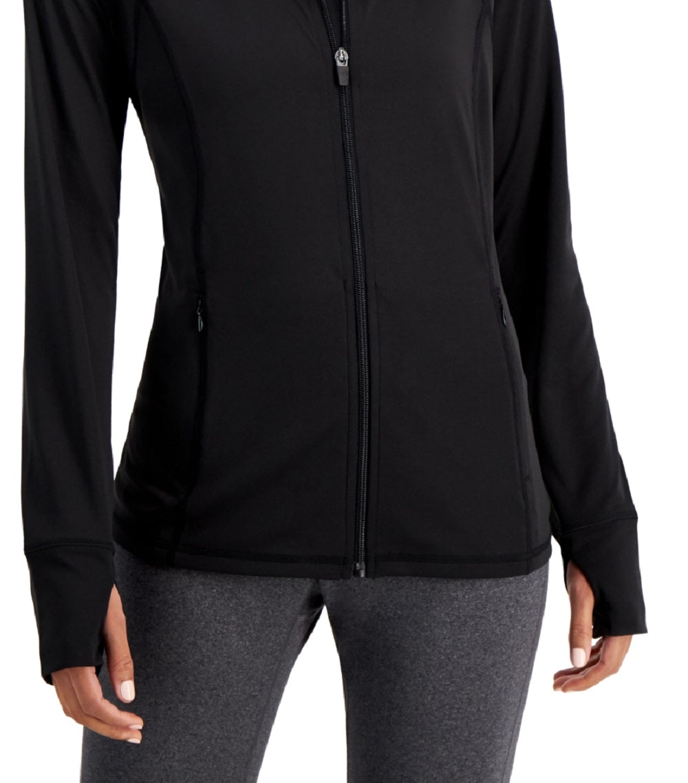 Jaqueta ID Ideology Essentials Performance com zíper feminina, preta, tamanho 2X