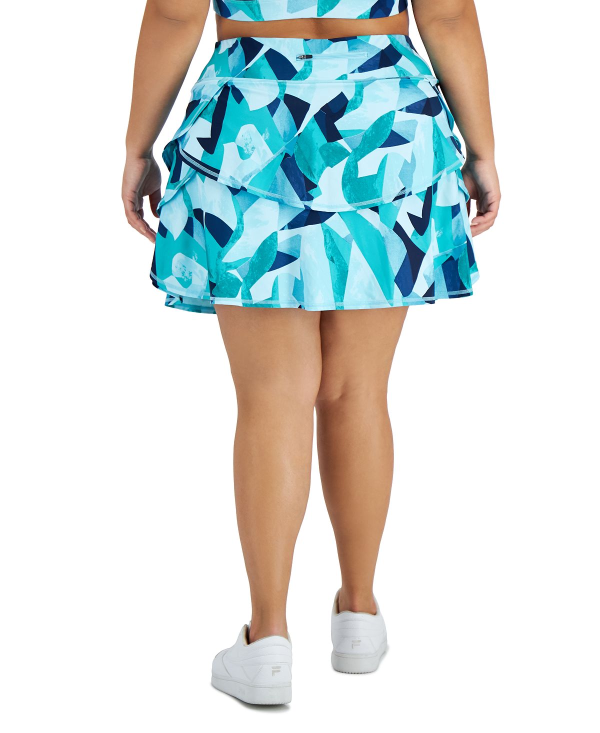 ID Ideology Saia-saia feminina estampada com babados, azul, tamanho 2X