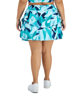 ID Ideology Saia-saia feminina estampada com babados, azul, tamanho 2X