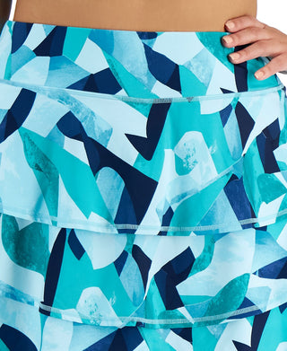 ID Ideology Saia-saia feminina estampada com babados, azul, tamanho 2X