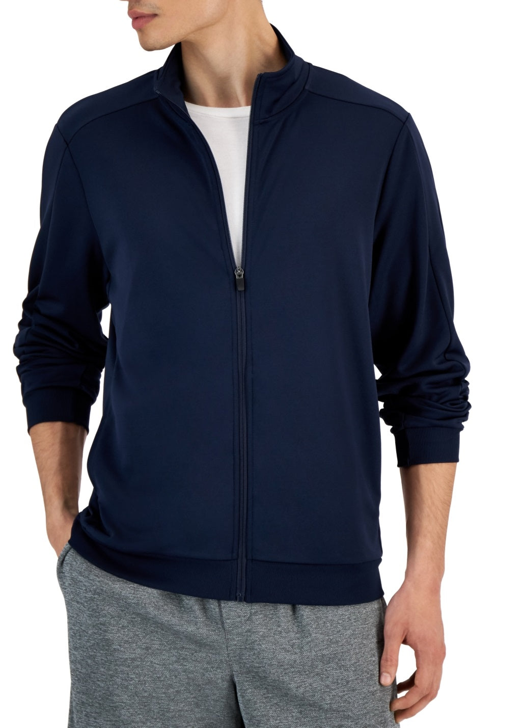 Jaqueta de malha masculina ID Ideology Regular Fit com absorção de umidade, azul, tamanho XX-G