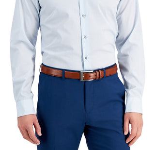 Camisa social listrada slim fit masculina Alfani azul tamanho médio