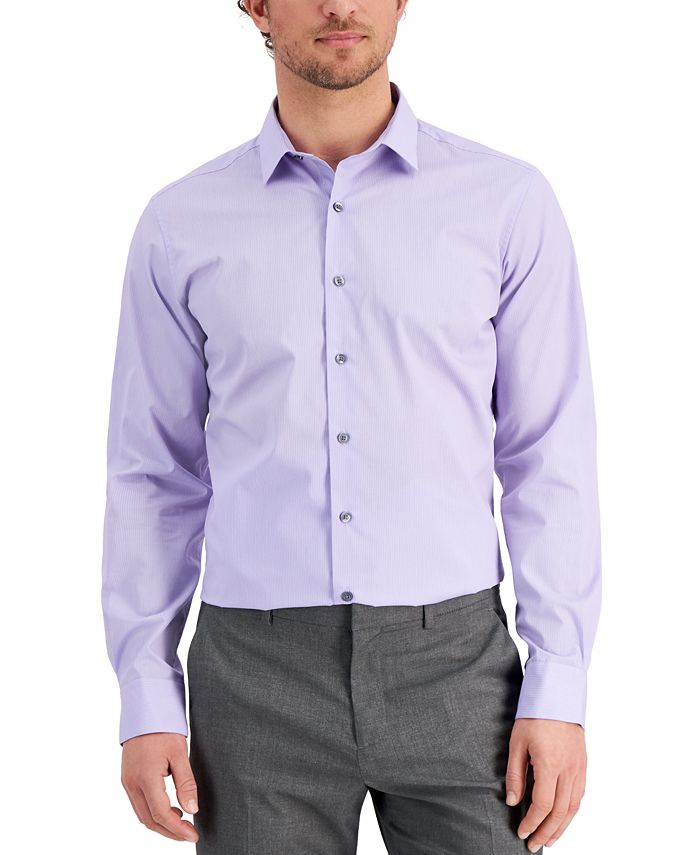 Camisa social listrada slim fit masculina Alfani roxa tamanho XX-G