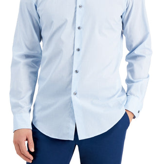 Camisa social pied-de-poule slim fit masculina Alfani azul