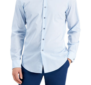Camisa social pied-de-poule slim fit masculina Alfani azul