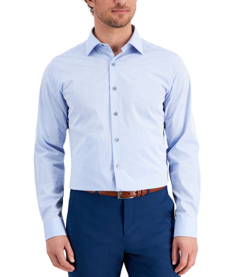 Camisa social masculina Alfani Slim Fit com elasticidade bidirecional, azul, tamanho 15x32x33