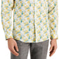 Camisa social masculina Bar III Slim Fit com estampa floral aquarela, amarela, tamanho extragrande